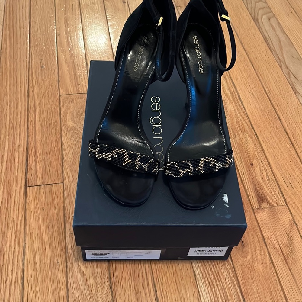 Sergio Rossi Crystal sandal heel black